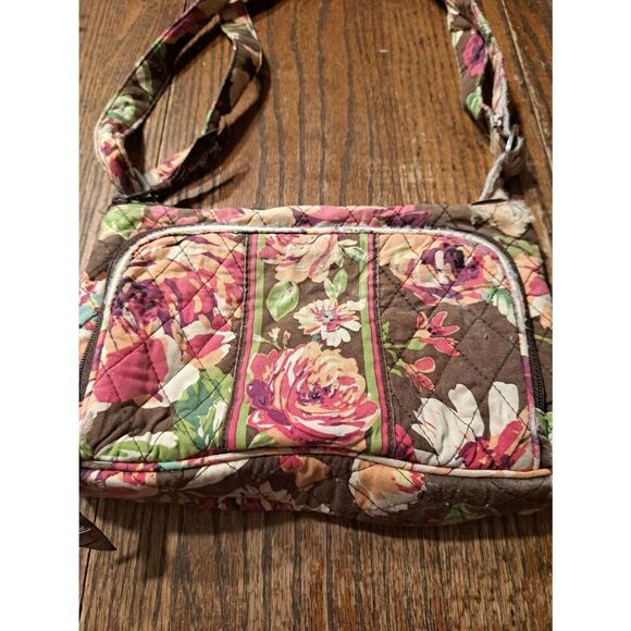 Vera Bradley Quilted Floral Purse Bag Brown Green Orange Pink Fixer Upper READ - Picture 2 of 12